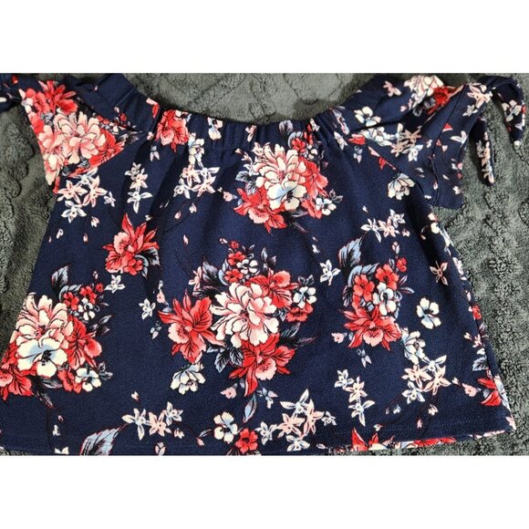 Ivoire Women's Floral Print Off The Shoulder Crop Top Blouse Size Large - Picture 3 of 7